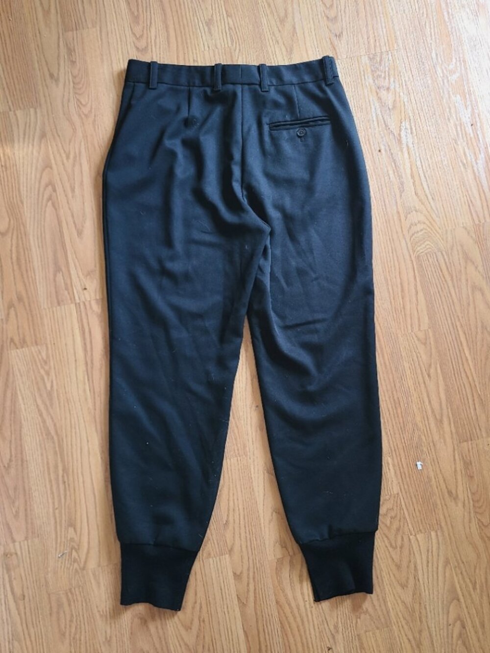 3.1 PHILLIP LIM 100% WOOL TAPERED JOGGER PANT SPLIT ELASTIC KNIT CUFF BLACK sz 8 - Picture 4 of 7